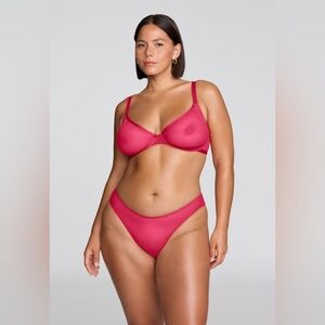 Cuup sheer the Plunge mesh underwire bra magenta Azalea pink 34C